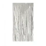 Silver Metallic Tinsel Curtain Foil 1m Backdrop Pom Poms Streamers Hens Party Decor