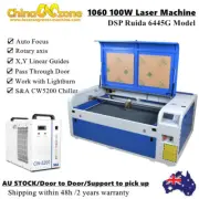 CO2 100W 1060 Laser Engraving Cutter 5200W Chiller Ruida 6445G Auto-Focus Guide