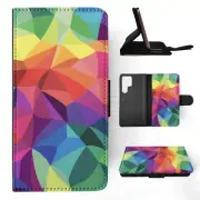 FLIP CASE FOR SAMSUNG GALAXY|GEOMETRIC RAINBOW SHAPES PATTERN 342
