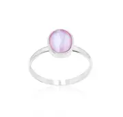 Sterling Silver 8mm x 12mm Pink Mother of Pearl Circle Ring