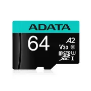 64GB AData Premier Pro microSDXC CL10 UHS-I U3 V30 A2 Memory Card w/SD Adapter