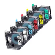 6PK Black on White Clear Blue Red Yellow Green Label For DYMO D1 45010 45013