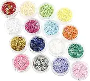 NULYLU 16 Boxes Color Nail Art Sequins Glitter Flakes for DIY Nail Design Face Glitter Makeup Elegant Decoration for Crafts Party and Phone Case
