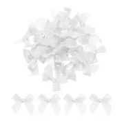 30Pcs Mini Ribbon Bow 1.5" Mini Fabric Satin Ribbon Flower Bows White