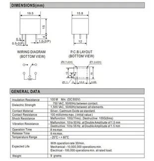 RAYEX PCB 繼電器LEG-5 (DC5V 10A 5P) (2折)