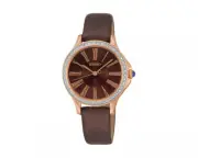 Seiko Swarovski SRZ446 P1 Gold/Brown Dial Leather Strap Women's Analog Watch