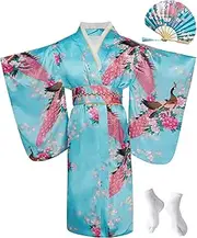 [CRFASIBE] Japanese Traditional Dress Kimono Robe for Kids Girls Yukata Kimono Anime Cosplay Robe