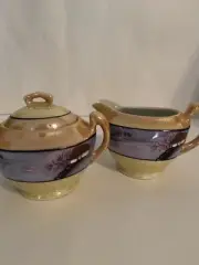 Lusterware Cream And Sugar Set Hand Painted Japan