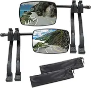 Universal Clip-on Towing Mirror, Lifronkit Mirror Extensions for Towing, 360 Degree Rotation Adjustable, New Pinch Screw & Safety String Design for Secure Fit, Vibrationless, 2pcs