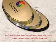 Personalized / Custom COLOR LRG OVAL Name Tag / Badge w/ FRAME + back attachment