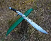 20 inch Fantasy Curved Sword A Vision of Himalayan Artistry with Leather Sheath