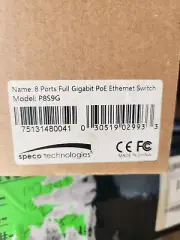 Speco 9-port switch, 8-port PoE 802.3af/at 10/100BaseT, Part# POE8SW9