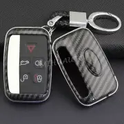 Carbon Fiber Smart Key Fob Cover Case Chain Ring For Land Range Rover Jaguar