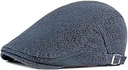 [LUXRUB] Men's Newsboy Cotton Hats Retro Snakeskin Pattern Taxi Driver Hat Stylish Adjustable Flat Top Duck Tongue Cap (Color : Navy Blue, Size : One Size)