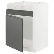 METOD base cab f HAVSEN single bowl sink, white/Voxtorp dark grey, 60x60x80 cm