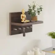 Skywood Wall Mounted Key Holder/Key Rack Hooks with Decor Shelf (Wenge, 5 Key...