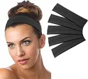 [Fjquamitix] Pack of 5 Unisex Black Headbands for Women & Men ，Fashion Headbands for Women's Hair - Soft Stretchy Hair Bands for Makeup, Yoga, Running ，5-9cm Wide