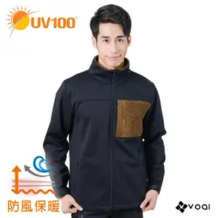 【UV100】 防風保暖毛絨口袋立領外套-男款(AD92606) VOAI