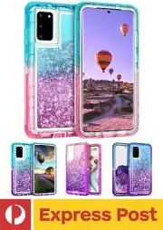 Samsung Galaxy S20 ShockProof Ombre Gradient Liquid Glitter Sparkle Bling Case