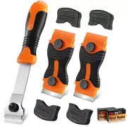 Razor Blade Scraper Tool,3 Pack with Extra 15Pcs Metal and 10Pcs Plastic Blades
