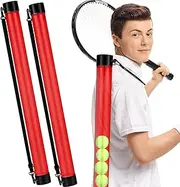 2 Pcs Portable Tennis Ball Pick up Tube, 20 Lightweight Ball Collector and Holder, Tennis Tubes Retriever for Baseball Storage (Rose Red, 7.5 * 7.5 * 94.5 CM)