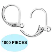 1000 Pack Earrings Silver Backing Leverback Ear Hooks Clasp Findings Bulk