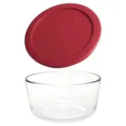 Pyrex (1) 7201 4 Cup Glass Bowl & (1) 7201-PC Sangria Red Lid