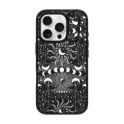 iPhone 16 Pro Impact Ring Stand Case MagSafe Compatible Sun Moon Stars White Galaxy Boho