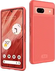 [TUDIA] DualShield Grip Designed for Google Pixel 7a Case (2023), [MergeGrip] Military Grade Dual Layer Shockproof Slim Tough Non-Slip Heavy Duty Protective Phone Case Cover (Coral)