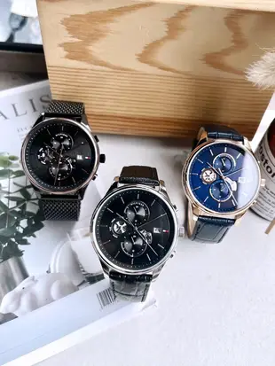 Tommy Hilfiger 美式休閒 經典紳士三環日曆兩地時區手錶 1710505 TH700246 公司貨