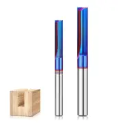 1/4inch/ 6.35mm 8mm Shank 2-Flute Tungsten Carbide Straight Router Bit with Nano Blue Coating for CNC Router MDF Woodwor