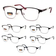 Rectangle Metal Half Rim Spring Hinge 3 Multi-Focal Progressive Reading Glasses
