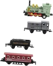 Hohopeti Retro Steam Train Toy Set 4pcs Pull Back Train Model for Boys Vintage Train Set for Boys and Girls
