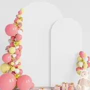 Wokceer Wedding Arch Cover (7.2FT, 6FT) 2 Set Spandex Fitted Wedding Arch Stand Covers for Round Top Chiara Arch Backdrop Stands Cover for Birthday Party Ceremony Banquet Decoration White