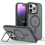 IPhone 13 Case,Compatible With MagSafe,Built-in Stash Stand Phone Case,Scratch-Resistant Back Cover-Black