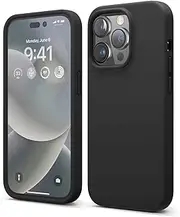 [elago] Liquid Silicone Case Compatible with iPhone 14 Pro Case (6.1"), Premium Silicone, Full Body Protection - 4 Layer Shockproof Phone Cover, Anti-Scratch Soft Microfiber Lining (Black)
