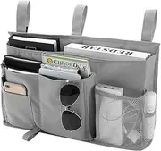 Bseash Caddy Hanging Organizer Bedside Storage Bag for Bunk and Hospital Beds 600D Oxford cloth Dorm Rooms Bed Rails 8 Pockets (Grey)
