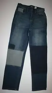 New OshKosh 12 year Boys Denim Blue Jeans Pants Adjustable Waist Leg Patch