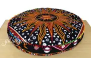 New 35X6" Round Multicolor Burning Sun Floor Cushion Pillow Cover Pet Bed Covers