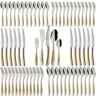 Gold Silverware Set 60-Piece Stainless Steel Flatware Cutlery Set Service for...