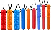 Sensory Chew Necklace by GNAWRISHING 9-Pack(3-Pack Blocks 3-Pack Cylinder and 3-Pack Rhombus Blocks) - Perfect for Autistic, ADHD, SPD, Occral Motor Boys and Girls (Tough, Long-Lasting), 3 Count (Pack of 3)