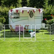 PaWz 48''Metal 8 Panel Folding Garden Fence Outdoor Patio Animal Barrier Plant Edging