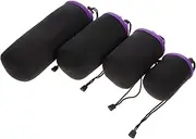HONMEET 4Pcs Camera Lens Pouch Flexible Storage Cases with Drawstring for DSLR and Mirrorless Lenses for Travel Hiking and Daily Use