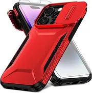 [Asuwish] Phone Case for iPhone 14 Pro Max 6.7 inch with Screen Protector and Slide Camera Cover Slim Rugged Hybrid Shockproof Cell iPhone14promax 5G i Phone14Max Plus iPhone14 ProMax Women Men Red
