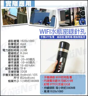 【KingNet】監視器攝影機 微型針孔 運動水瓶 密錄器 穿戴類 WIFI 檢舉 蒐證 手機遠端 (9.6折)