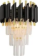 Modern Crystal Wall Sconce, Gold Hallway Wall Lamp, Crystal Luxury Wall-Mounted Light Fixtures for Bedroom Living Room Bathroom Vanity Bedside
