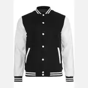Oldschool college jacket-YKY416 Black white L