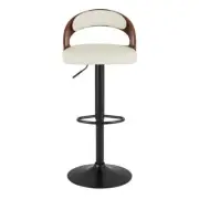 VECELO Bar Stools 16.7"W Cushioned Round Seat Metal-Frame in White Set-of-2