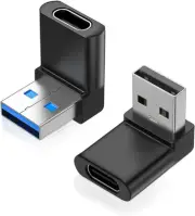 2 Pack Right Angle USB a to USB C Adapter, 90 Degree up and down Angle USB 3.0 M