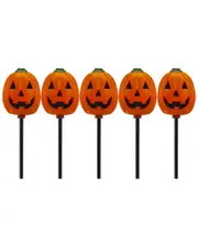 Northlight Set of 5 Jack-O-Lantern Shaped Halloween Pathway Markers